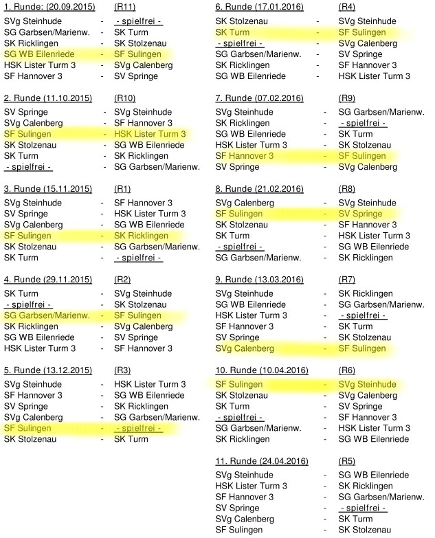 Spielplan der Saison 2015/16